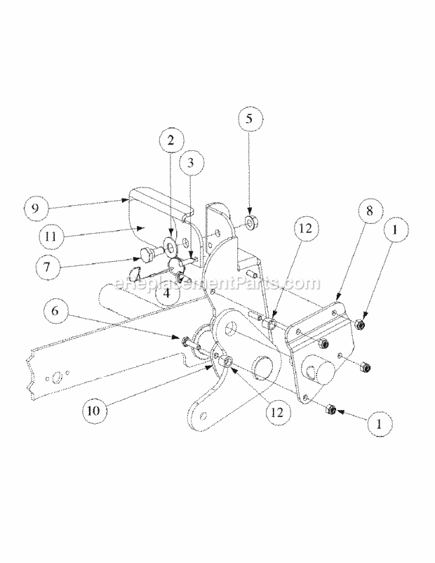 Foot Pedal Deck Lift Assembly Diagram and Parts List for M54-HN 53CB5ETW750-24HP-OHV Cub Cadet Lawn Tractor
